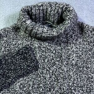 Vince. Textured Knit Turtleneck Sweater Black White Marled Ombre Medium Wool Yak